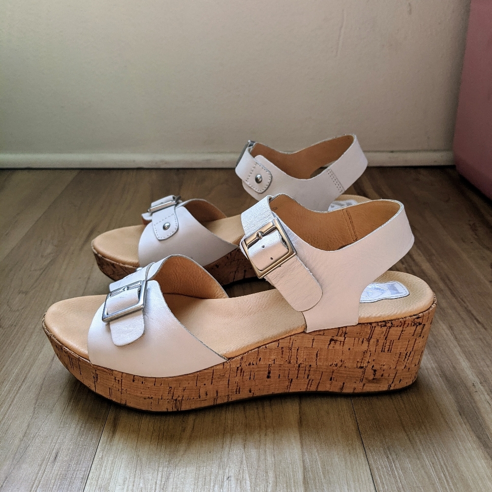 Kork-Ease Size 8 Platform White Sandals Clogs Cork - Picture 4 of 8